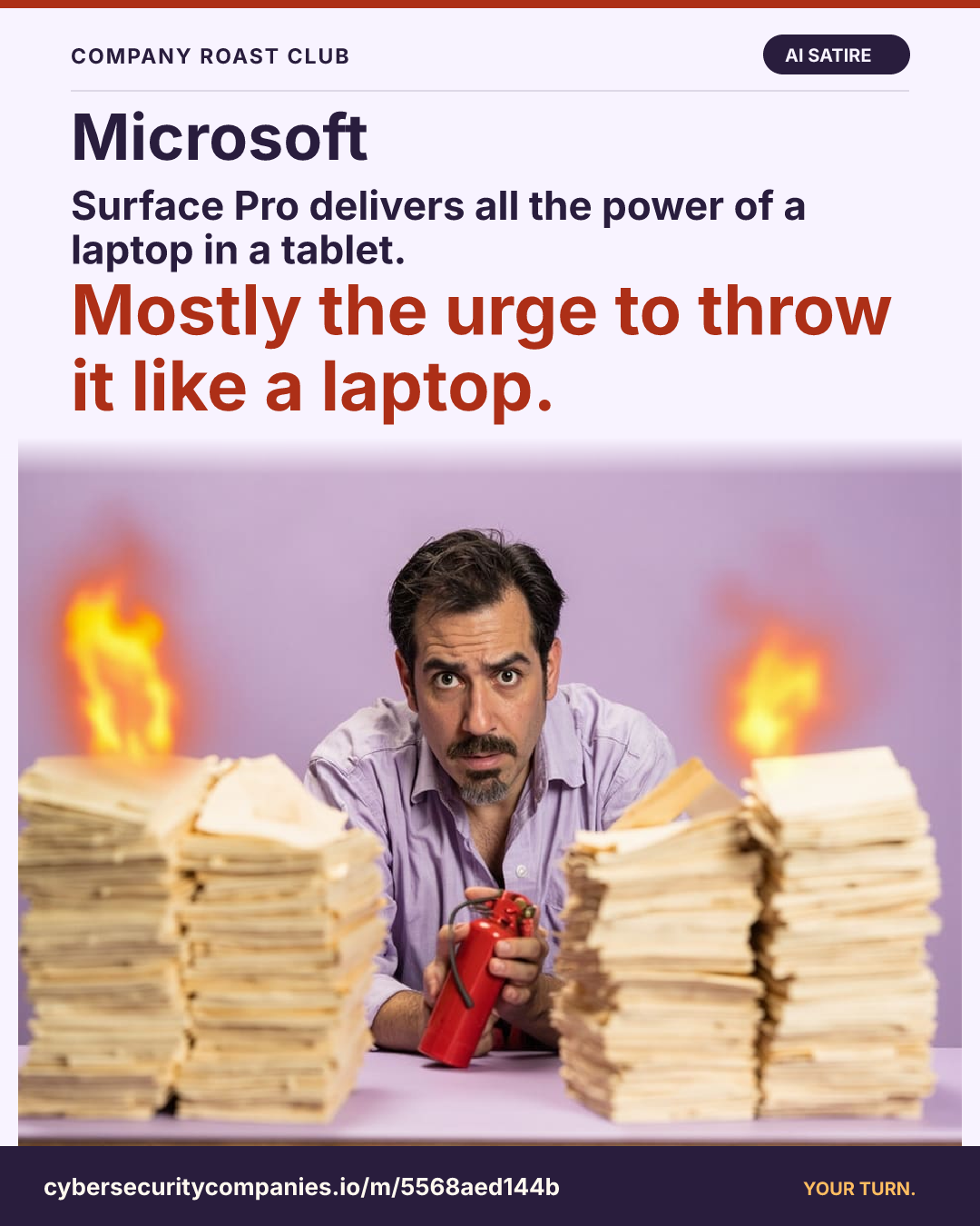 Surface Pro delivers all the power of a laptop in a tablet. Mostly the urge to throw it like a laptop.