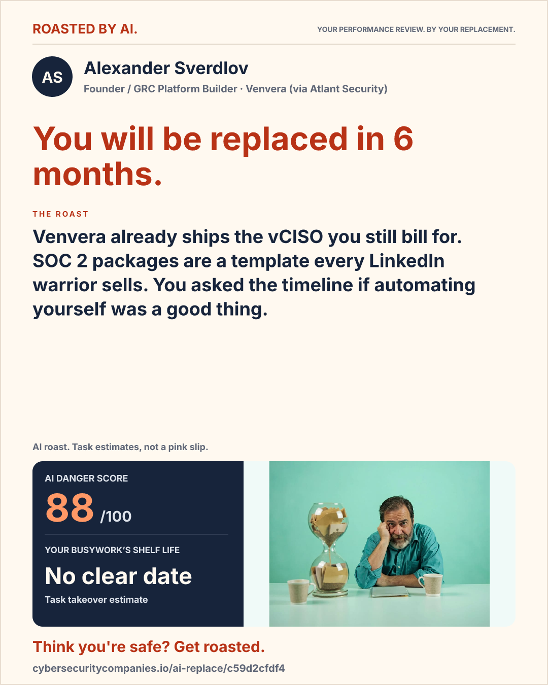 Alexander Sverdlov — You will be replaced in 6 months.